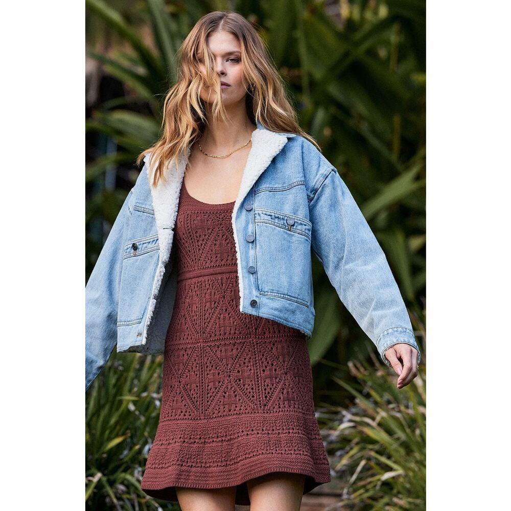 Saltwater Luxe LA Cotton Sherpa Jean Jacket XS - Picture 4 of 13